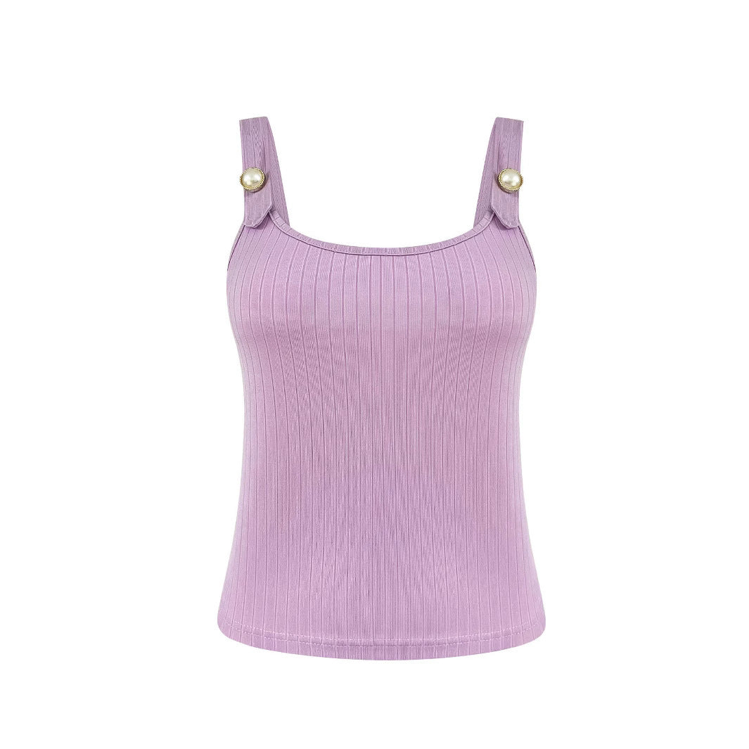 Striped fitted top for women with decorative straps Lune London