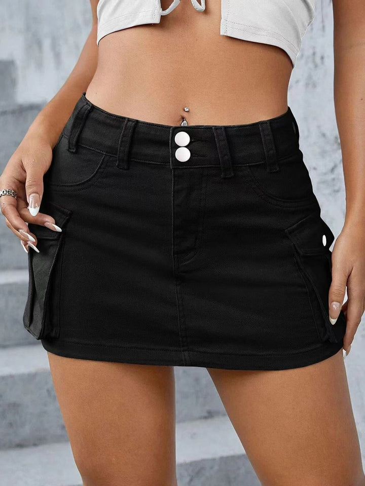 Women Fashionable Denim Cargo Skirt with Practical Pockets Lune London