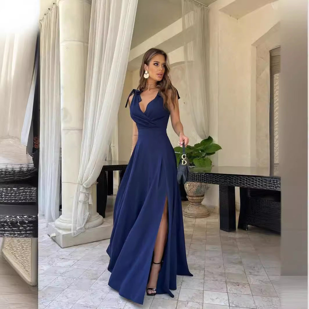 Dress evening sleeveless for women with high slit Lune London