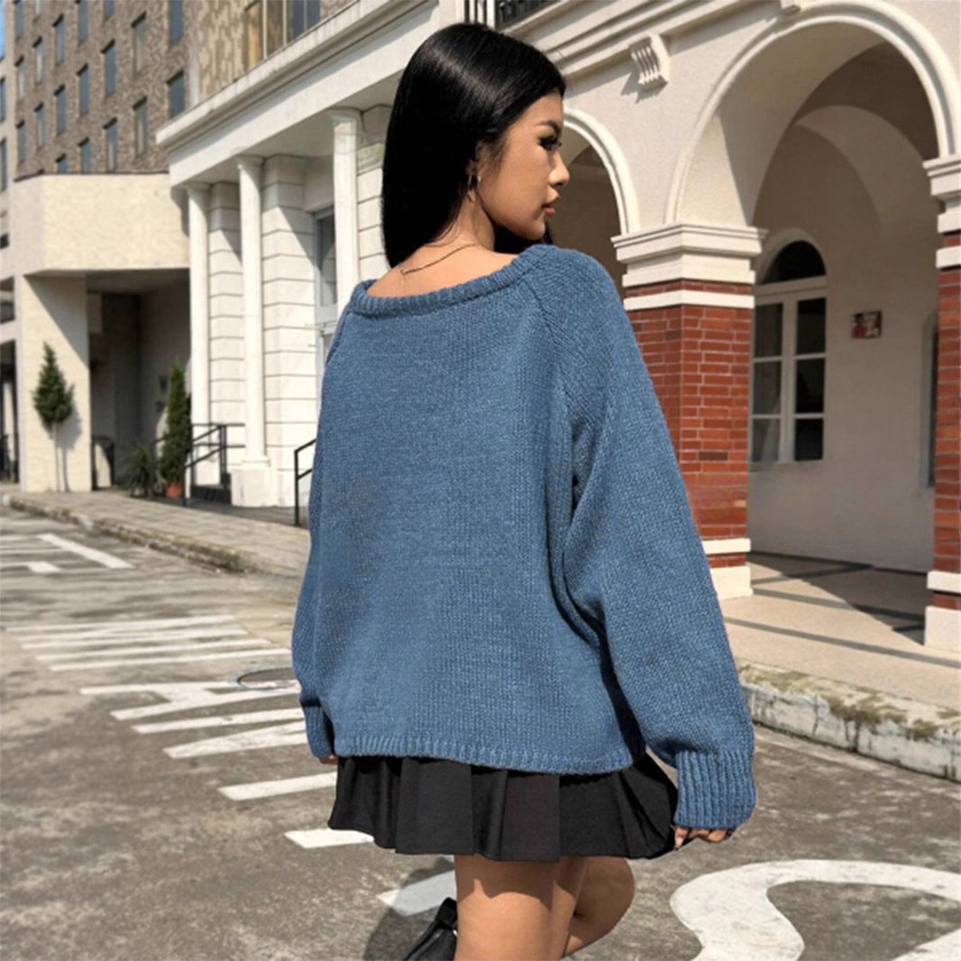 Ladies oversized sweater with off-shoulder design Lune London