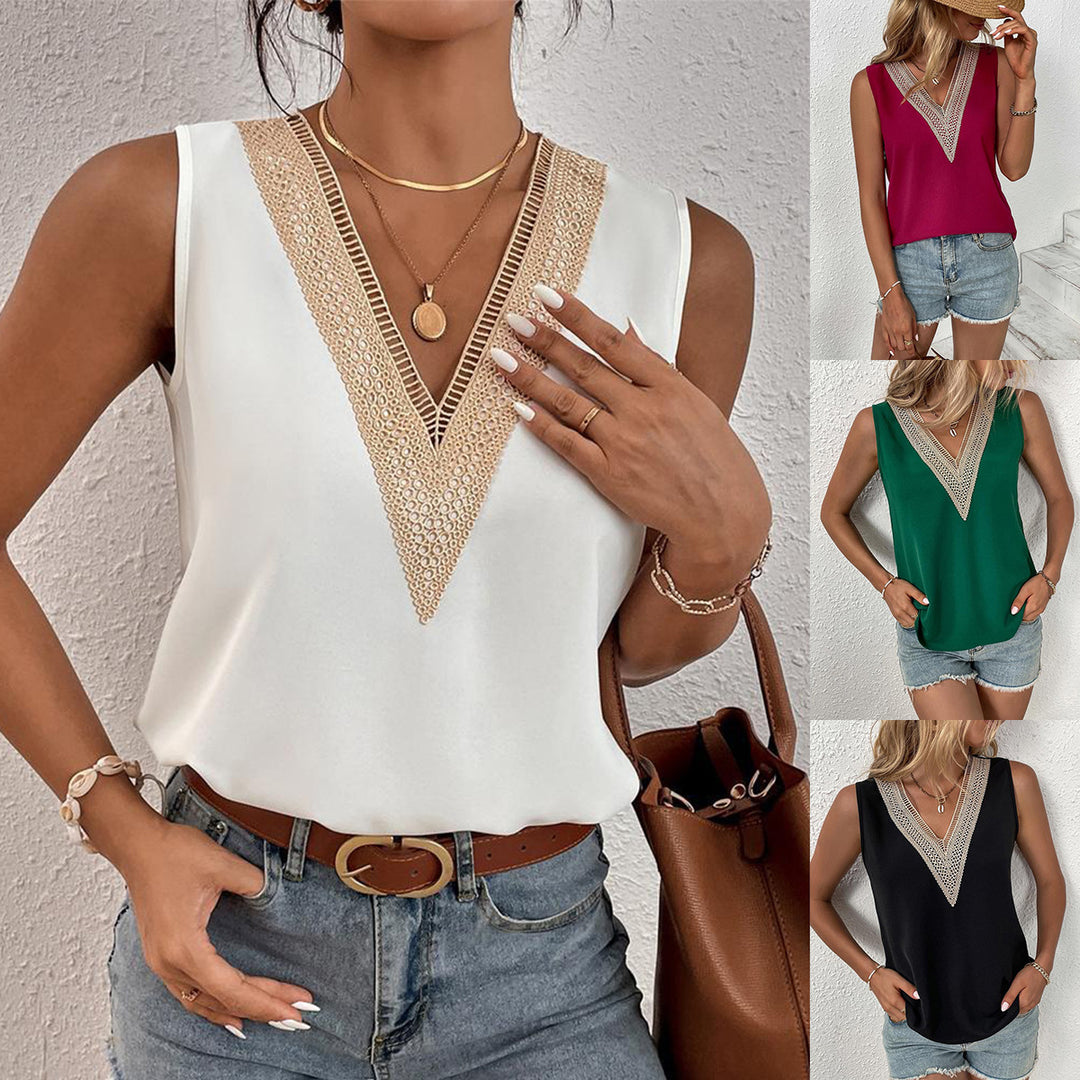 Ladies Elegant Sleeveless Top with V-neck Lune London