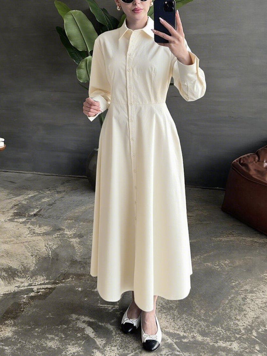 Shirt dress for women with elegant button placket and fitted silhouette Lune London