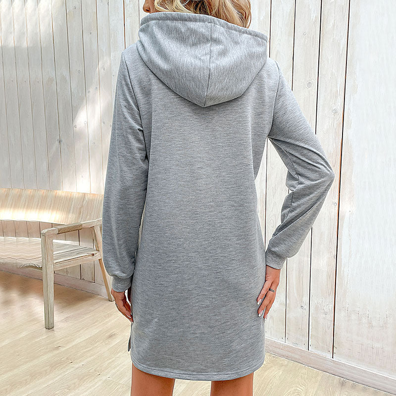 Hooded dress for women with side pockets and trendy striped design Lune London