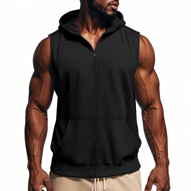 Hooded vest for men with practical pockets and full zip Lune London