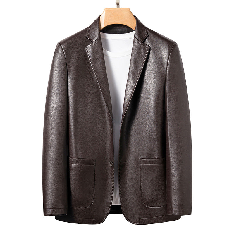 Elegant synthetic leather blazer for men with modern fit Lune London