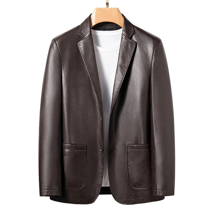 Elegant synthetic leather blazer for men with modern fit Lune London