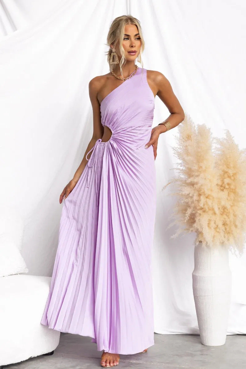 Women's maxi dress with sophisticated draping and asymmetrical design Lune London