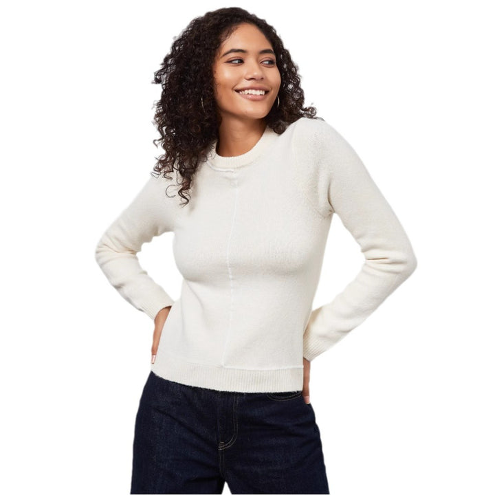Pull en tricot pour femmes avec un joli col rond et des détails de couture modernes Lune London
