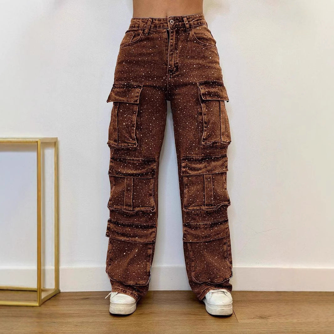 Ladies Cargo Jeans with multiple pockets and relaxed fit Lune London