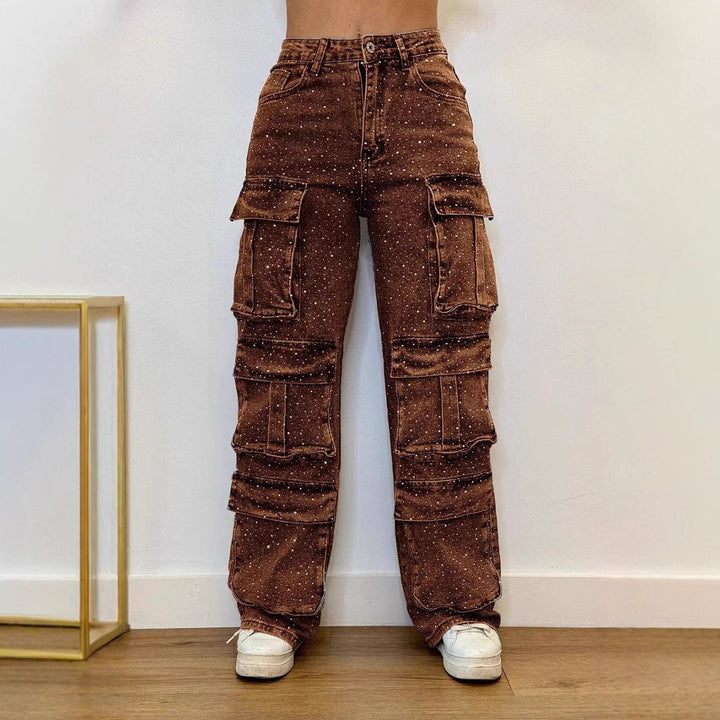 Ladies Cargo Jeans with multiple pockets and relaxed fit Lune London