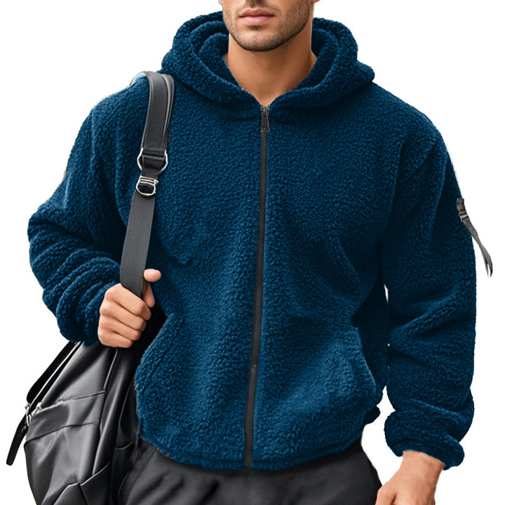 Men's fleece hoodie with kangaroo pocket and sturdy zipper Lune London