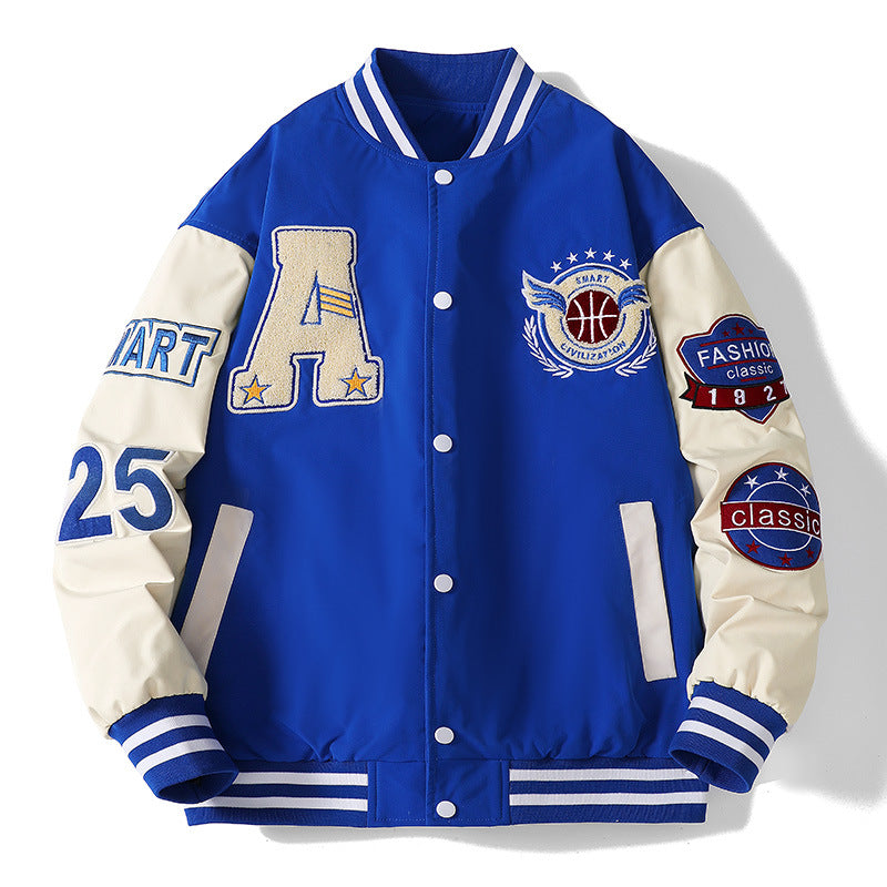 Men's Sporty College Jacket with Embroidered Appliqués and Breathable Material Lune London