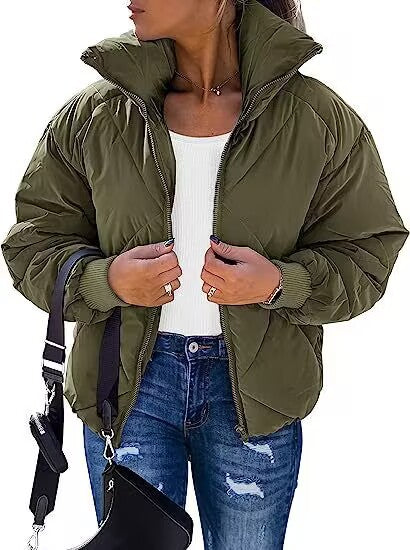 Ladies thermal insulated quilted jacket with high collar and elastic cuffs Lune London
