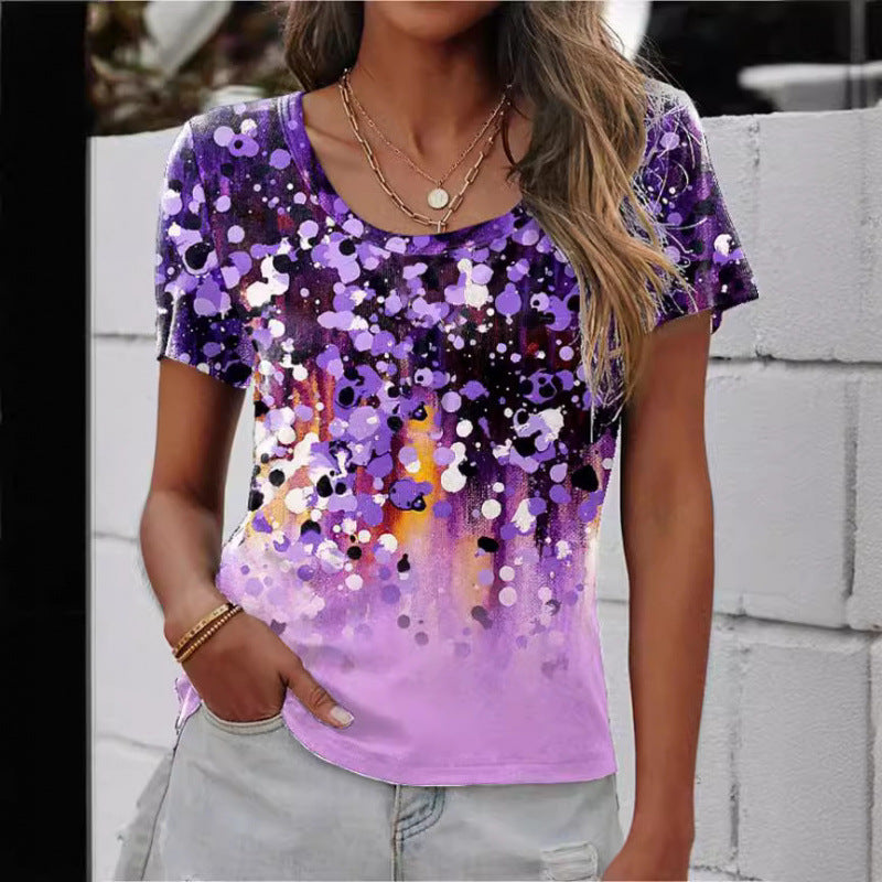Ladies short sleeve T-shirt with artistic pattern Lune London