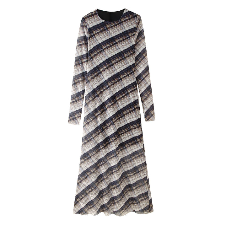 Maxi dress for women with a modern check pattern and an elegant cut Lune London