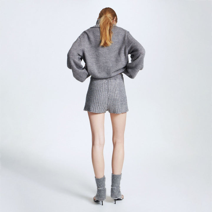 Knitted sweater for women with high neck and matching shorts set Lune London