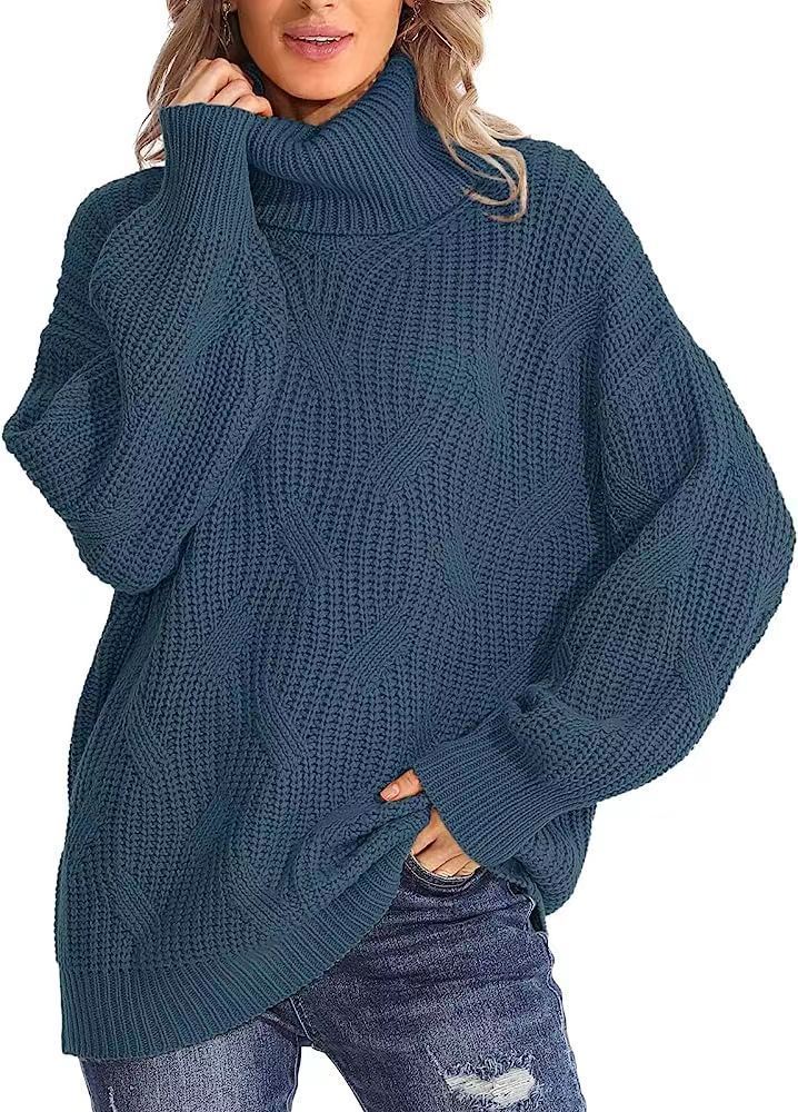 Oversized knitted sweater for women with high neck Lune London
