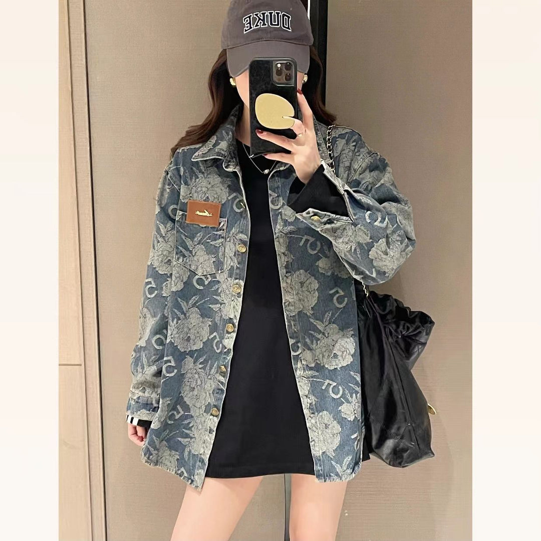 Veste en denim pour femmes avec motifs floraux Chic & Stil