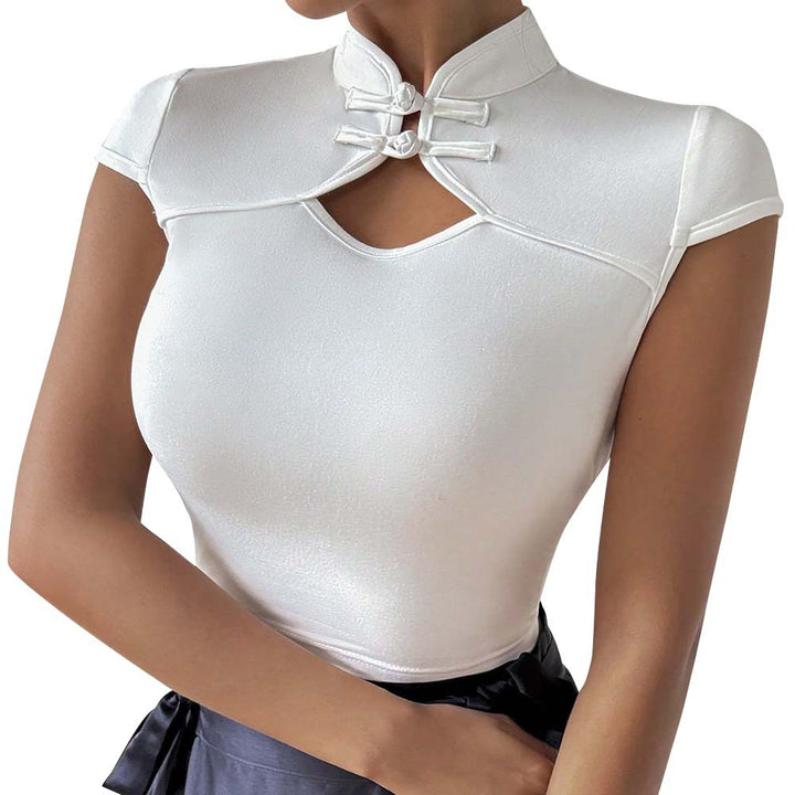 Body ajusté pour femme avec col montant élégant et boutons décoratifs Chic & Stil
