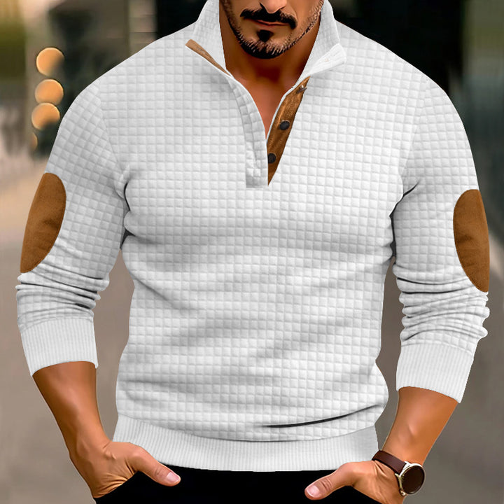 Men's sweater with high collar and contrasting leather details Lune London