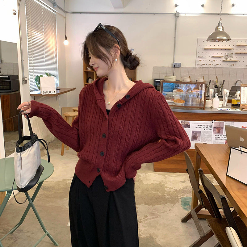 Gilet pour femmes avec capuche et détail de bouton Chic & Stil