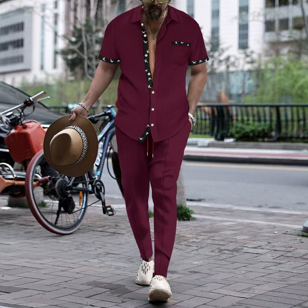 Men's chic short sleeve shirt and slim pants ensemble Lune London