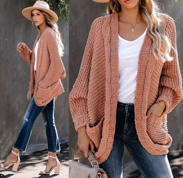 Thick knit jacket for women with casual fit and deep pockets Lune London