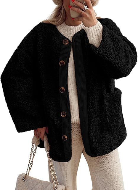 Ladies cozy fleece jacket with Moon London button details
