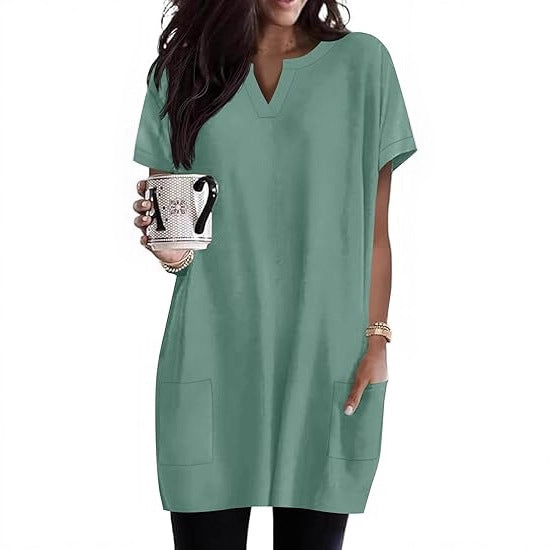 Robe tunique de loisirs pour femmes avec décolleté en V et poches Chic & Stil