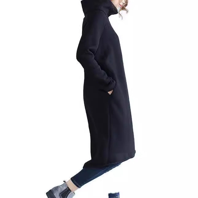 Casual oversized dress for women with high collar and drawstring Lune London