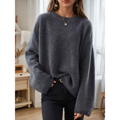 Ladies Comfortable Knit Sweater with Loose Fit and Wide Sleeves Lune London