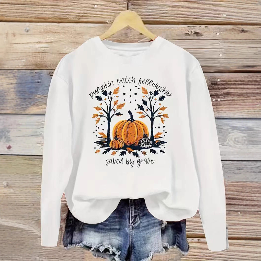 Sweat-shirt pour femmes avec design de citrouille d'automne et coupe décontractée Chic & Stil