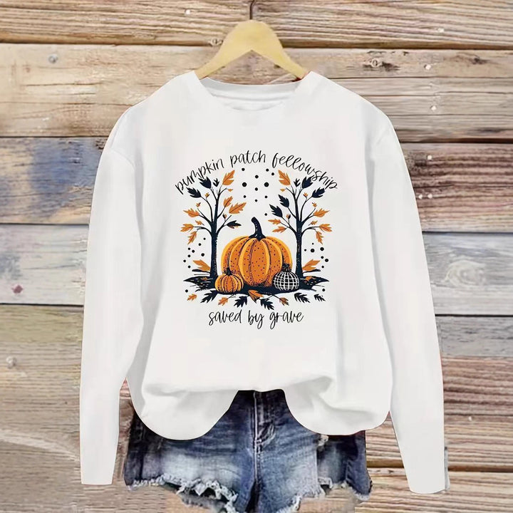Sweat-shirt pour femmes avec design de citrouille d'automne et coupe décontractée Chic & Stil