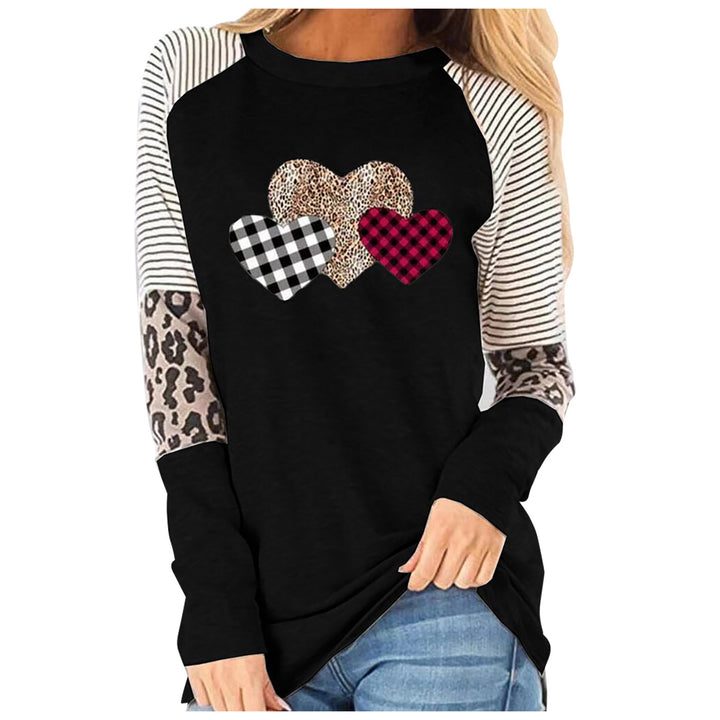 Ladies casual long sleeve T-shirt with heart pattern and textured design Lune London