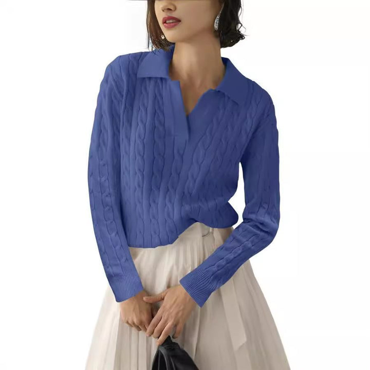 Turtleneck sweater for women with carp pattern and contrasting edges Lune London