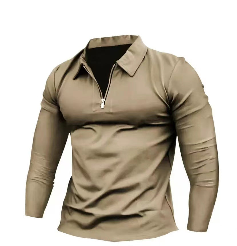 Functional T-shirt for men with high collar and half-zip Lune London