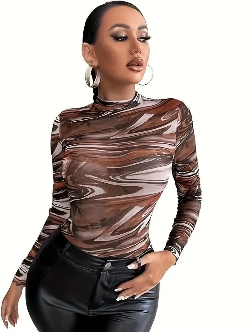 Chemise à manches longues pour femmes avec design abstrait moderne Chic & Stil