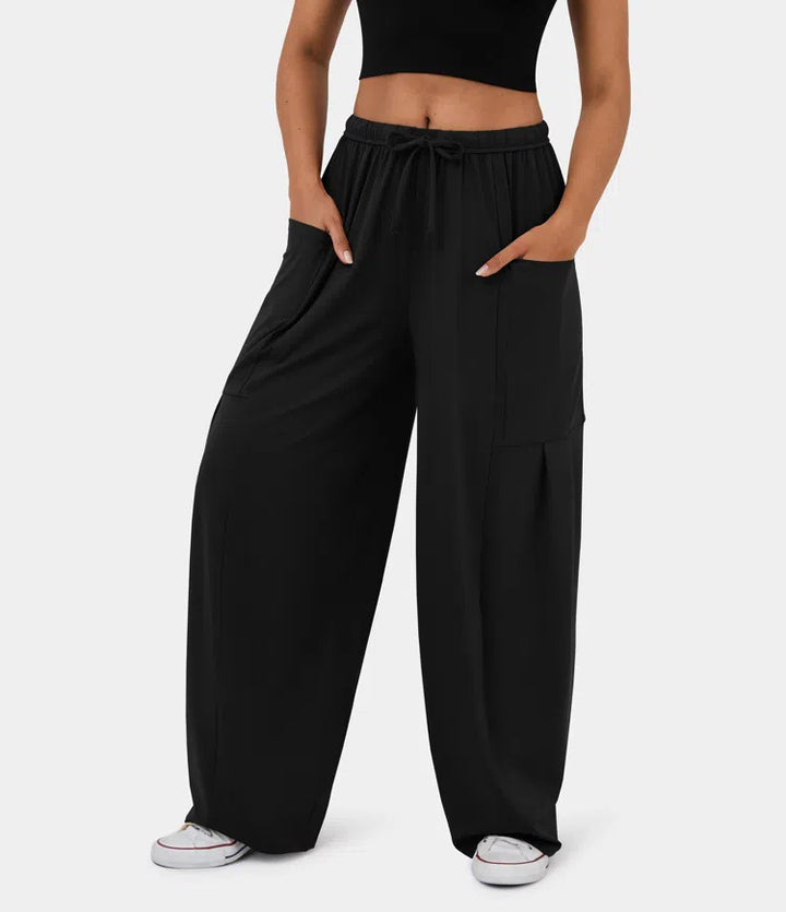 Femmes pantalon décontracté élégant à coupe large avec poches pratiques Lune London