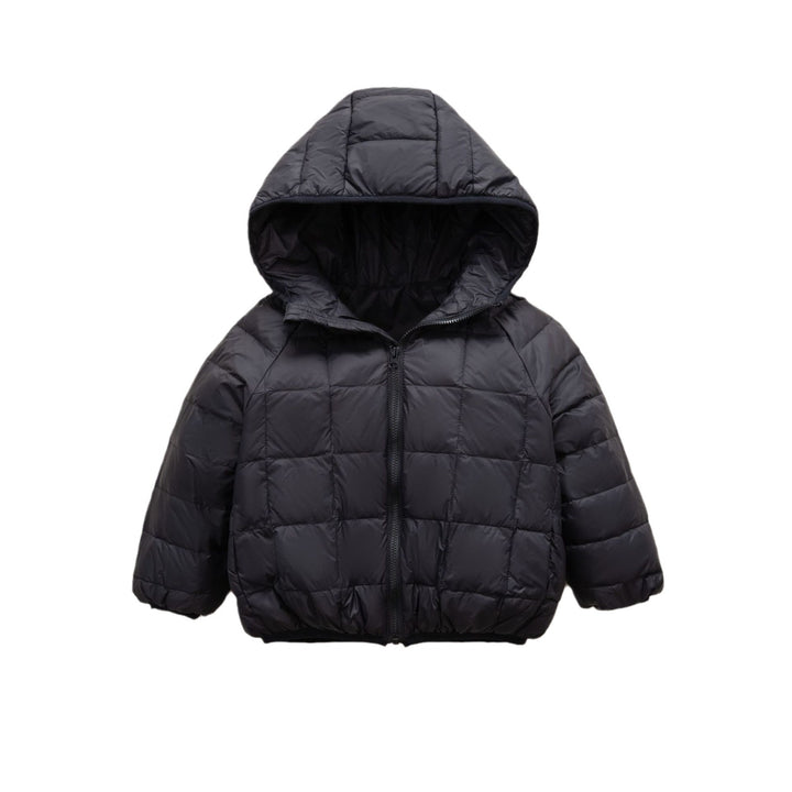 Ladies warm down jacket with hood and cross-quilted design Lune London