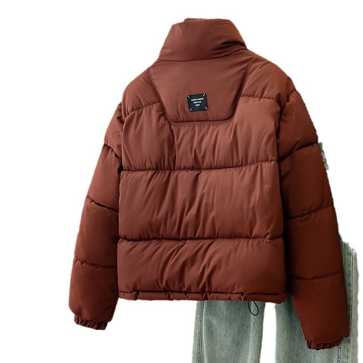 Fashionable short reversible jacket for women with high collar and practical pockets Lune London