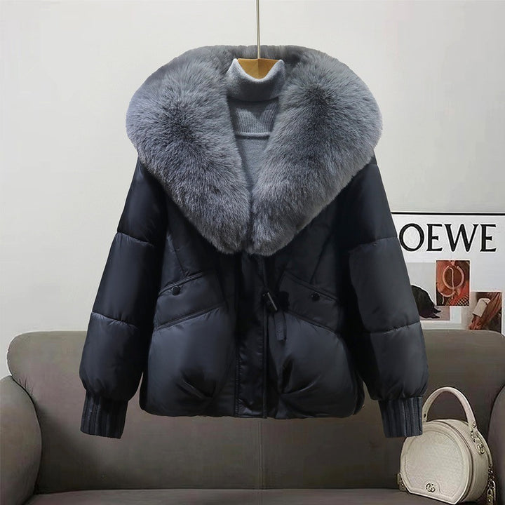 Ladies trendy winter coat lined with removable faux fur collar Lune London