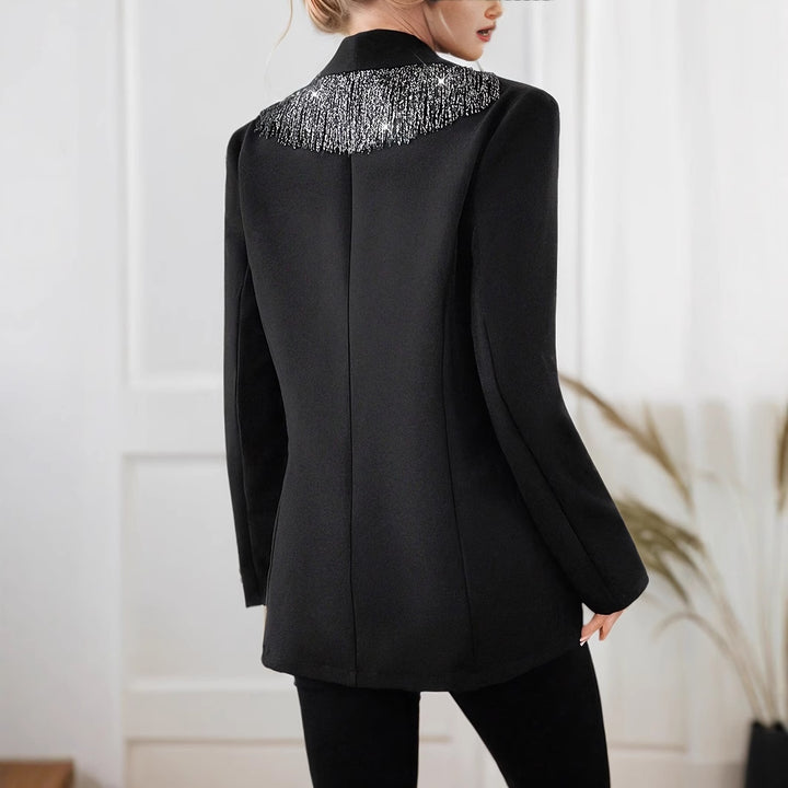 Ladies elegant blazer with shimmering fringe trim Lune London