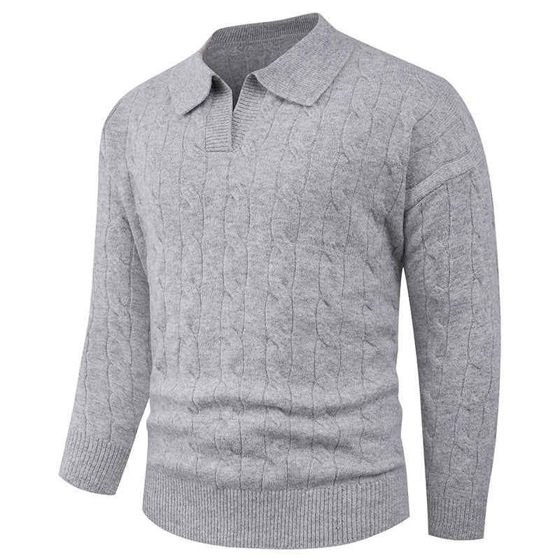 Elegant knitted sweater for men with modern cable pattern Lune London