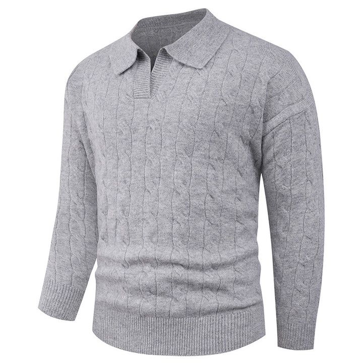Elegant knitted sweater for men with modern cable pattern Lune London