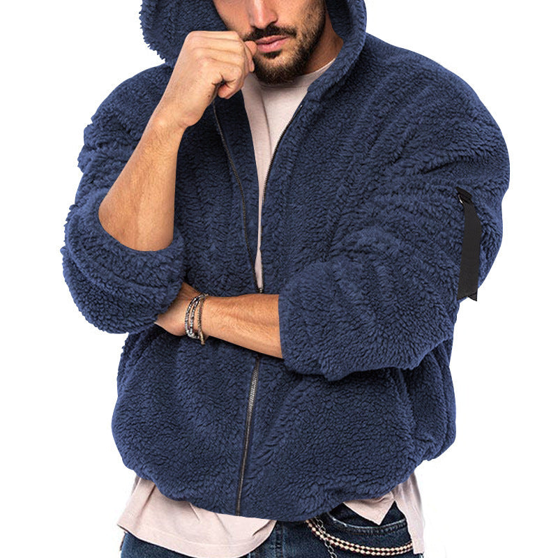 Men's Comfortable Fleece Jacket with Hood and Zipper Lune London
