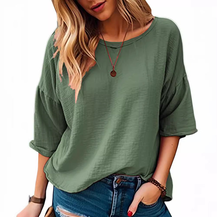 Oversized long sleeve shirt for women in soft textured material Lune London