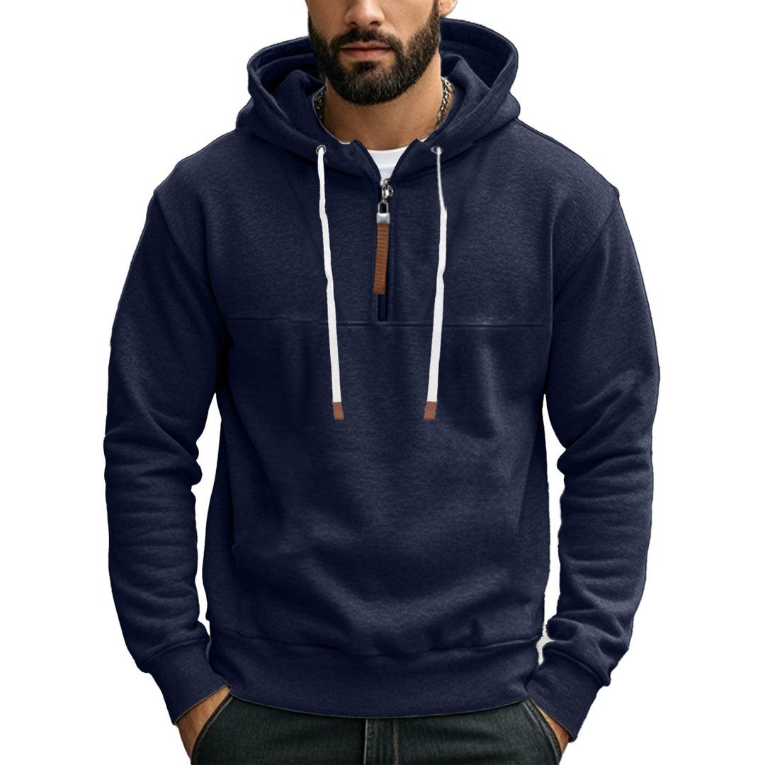 Sporty hooded sweatshirt for men with half-zip Lune London