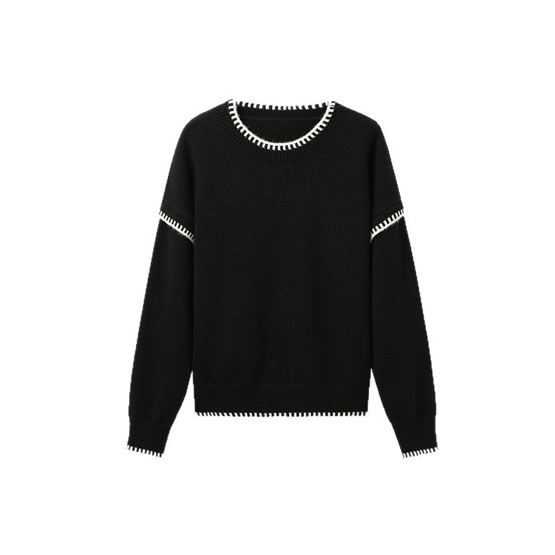 Pull confortable pour femme avec ourlet texturé et accents modernes Chic & Stil
