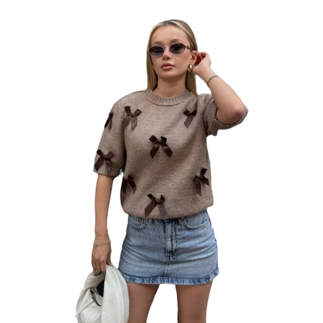 Knit sweater for women with decorative bow details Lune London
