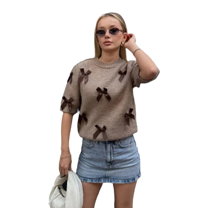 Knit sweater for women with decorative bow details Lune London